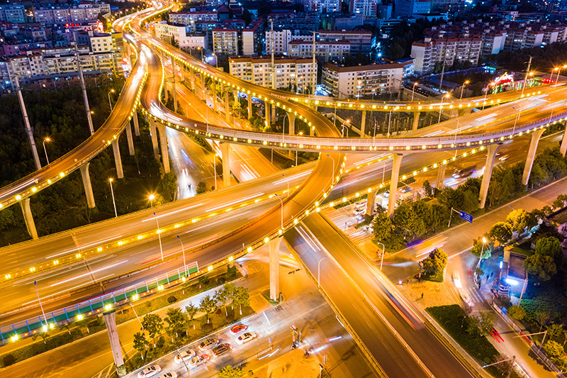 City Infrastructure and Roads at Night
